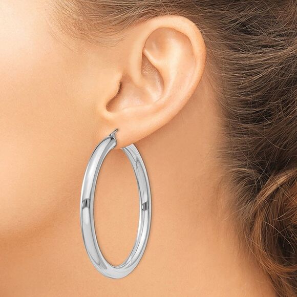 5mm Sterling Silver, Extra Large Round Hoop Earrings, 55mm (2 1/8 In) - Picture 3 of 5